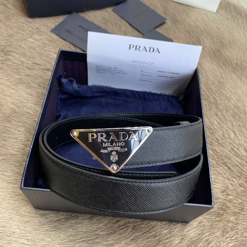 Spring/Summer New Arrivals Prada Logo Triangle Belt Replica Grade N 3.0mm puo82157