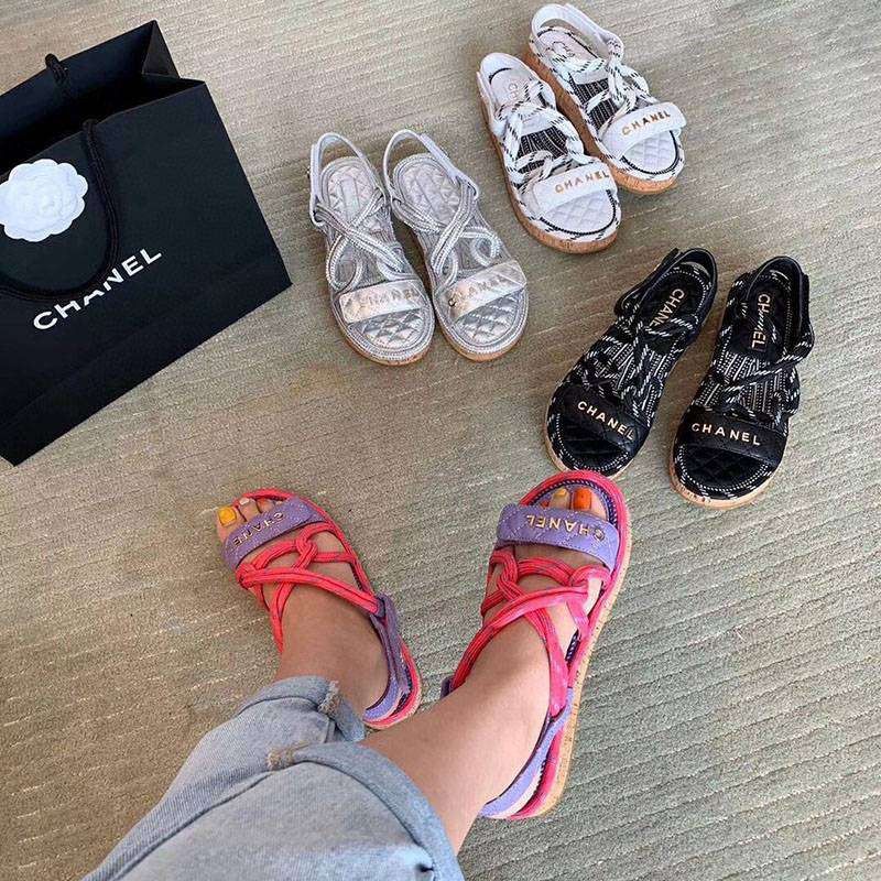 Best Price Guarantee Chanel Calfskin Sandals Replica 4 Colors SHV87041