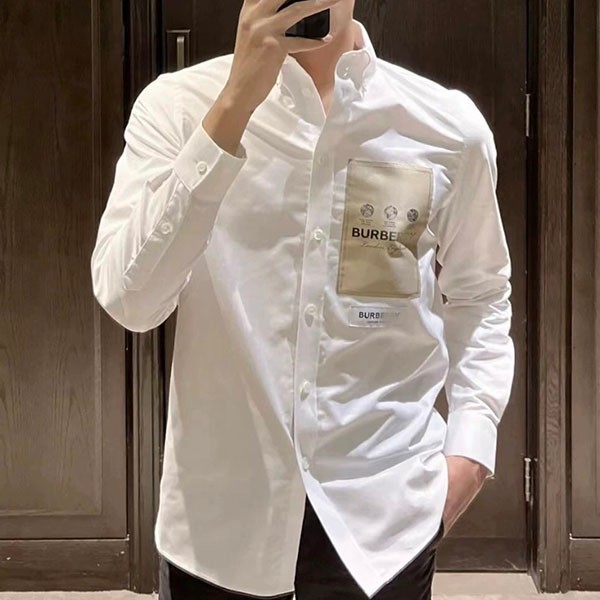 Burberry Replica Label Applique Cotton Oxford Oversized Shirt 80571351