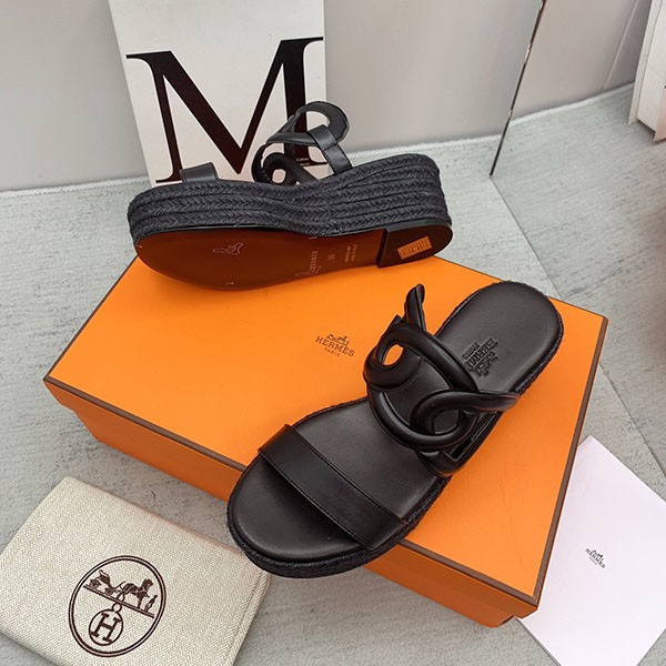 Hermes popular platform espadrilles ITHEA 30 fake all black H241230Z 02380 Hermes popular platform espadrilles ITHEA 30 fake all black H241230Z 02380