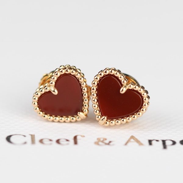 ☆Super popular☆Van Climbing Heart Earrings Replica Sweet Alhambra Carnelian VCARN6BP00