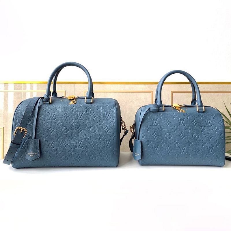 ★Tax/Shipping included★Louis Vuitton Super Copy Speedy Bandouliere 25/30★Denim Blue Empreinte Handbag vua95455