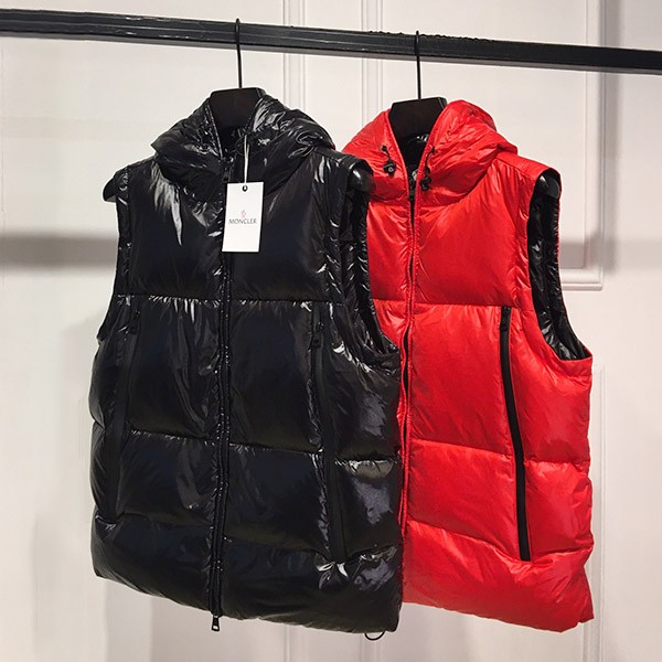 Stylish Moncler lettering embroidered hooded down vest replica, available in 2 colors mor17823