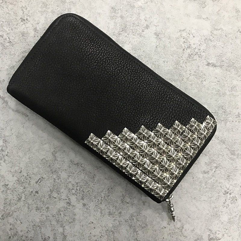 Tracked shipping Chrome Hearts replica/ RECF Pyramid Destroy BLK???? Long wallet Kuh62681