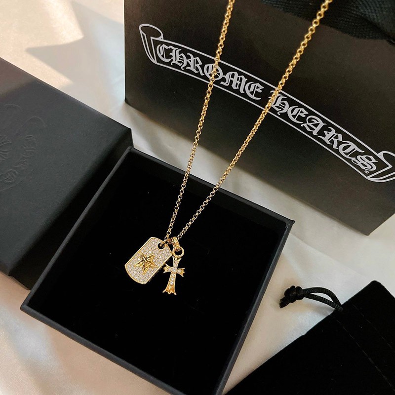 Competition [Chrome Hearts Necklace Fake] CH Cross 22K Safety Pin Gold Kun81184