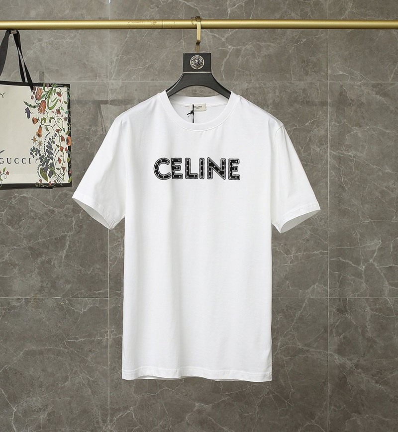 [Not available in Japan] Celine "Celine" Studs Logo Print T-shirt Replica Cef42914