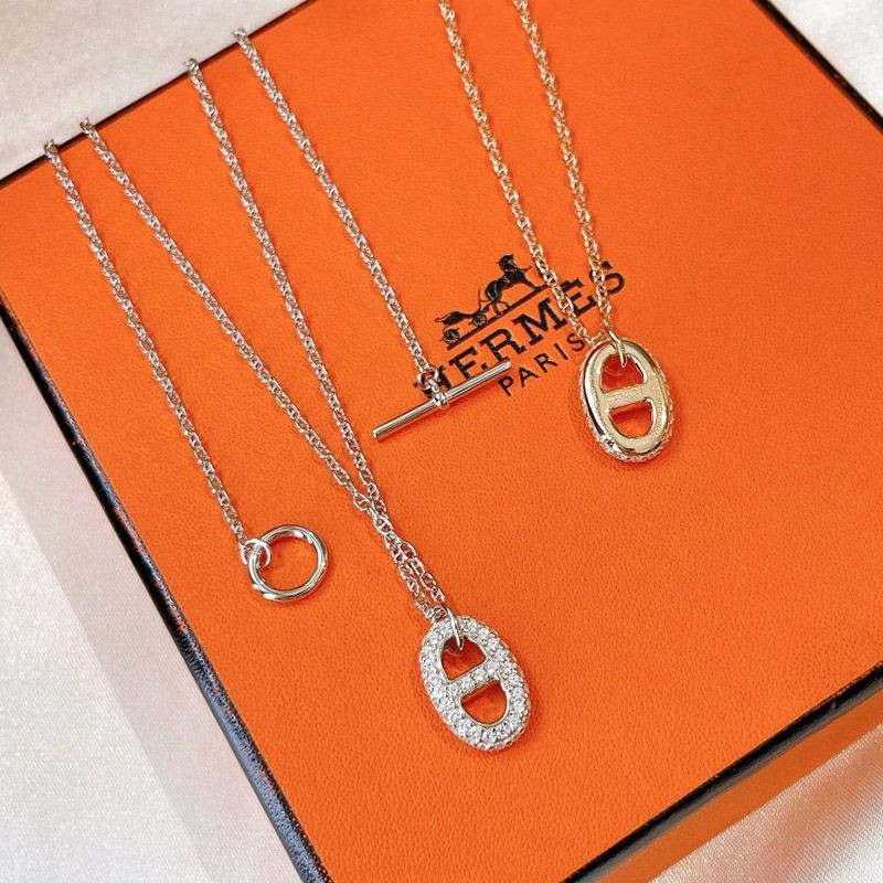 Hermes Chaine d'Ancre Diamond Long Necklace Replica erl07007