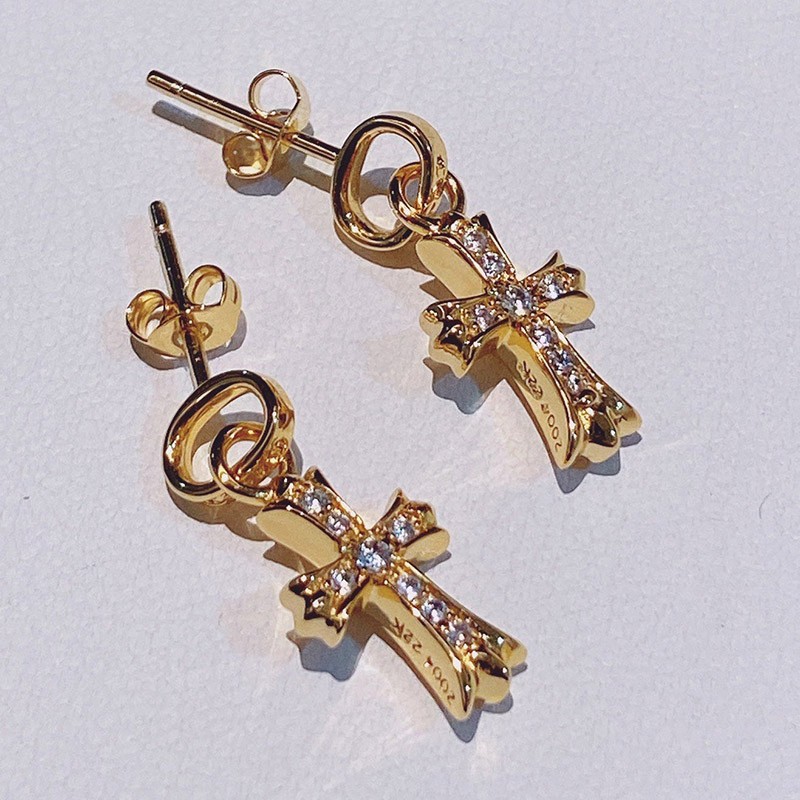 [Limited Color] Chrome Hearts Earrings Fake Invoice BABYFAT 22k Diamond Gold Kux60897