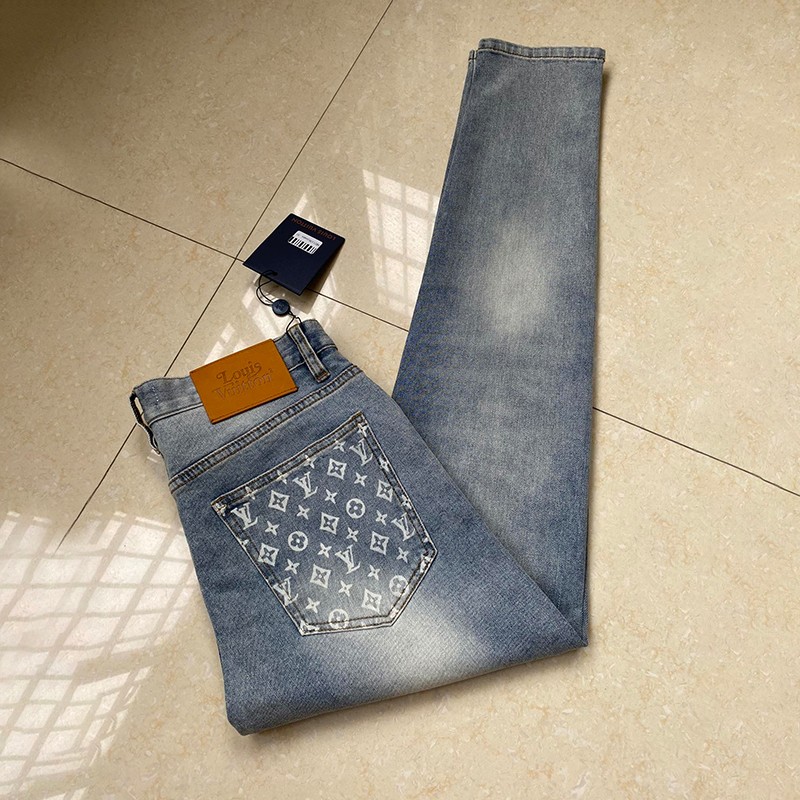 [Not available in Japan] Louis Vuitton denim pants replica monogram patchwork vun42414