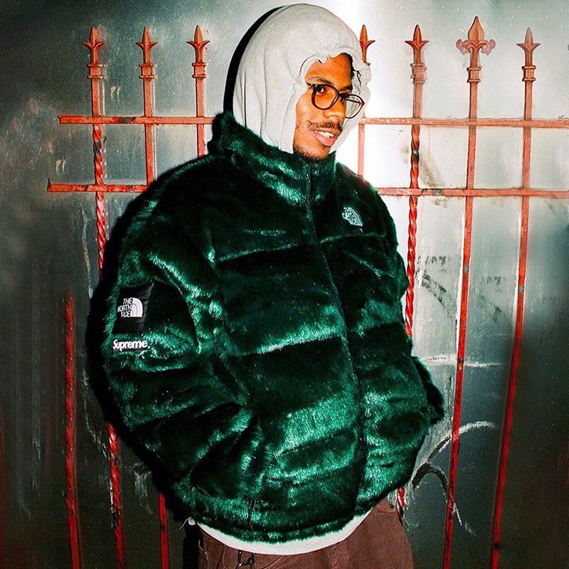 ☆Super Popular☆ Supreme North Face Replica Fur Nuptse Green Shl52574