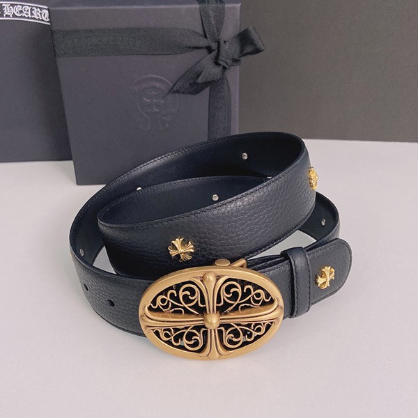 CHROME HEARTS BRONZE FLORAL CROSS CLASSIC OVAL BELT