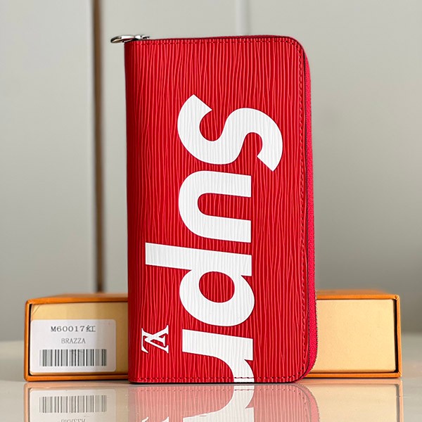No customs duties Louis Vuitton Supreme fake Zippy Wallet copy collaboration long wallet red M60017 No customs duties Louis Vuitton Supreme fake Zippy Wallet copy collaboration long wallet red M60017