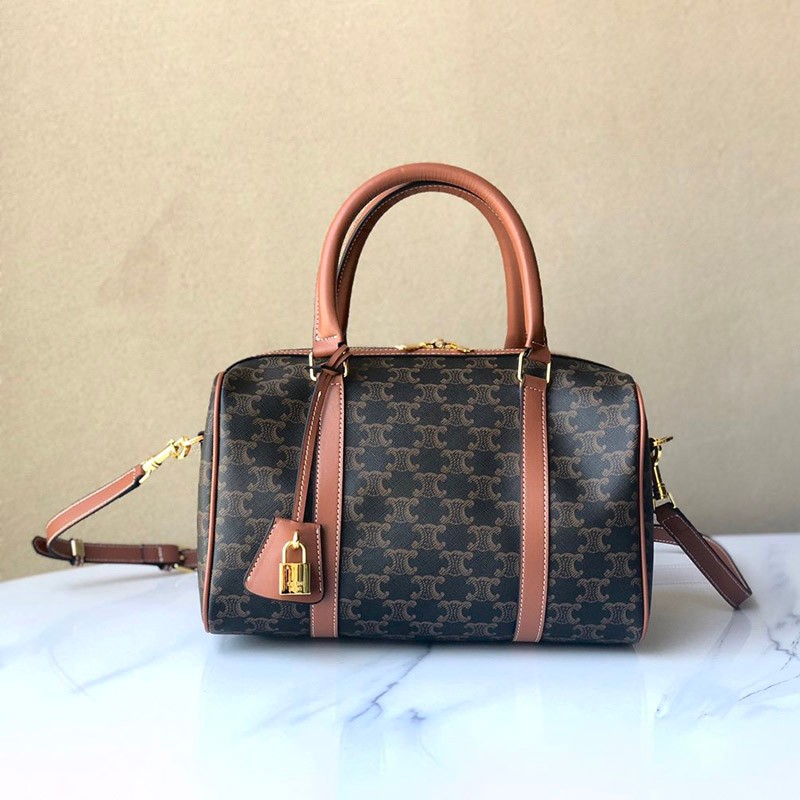 Sure to sell out: Replica Celine Boston Bag, Triomphe Canvas, Tan 190372CAS04LU