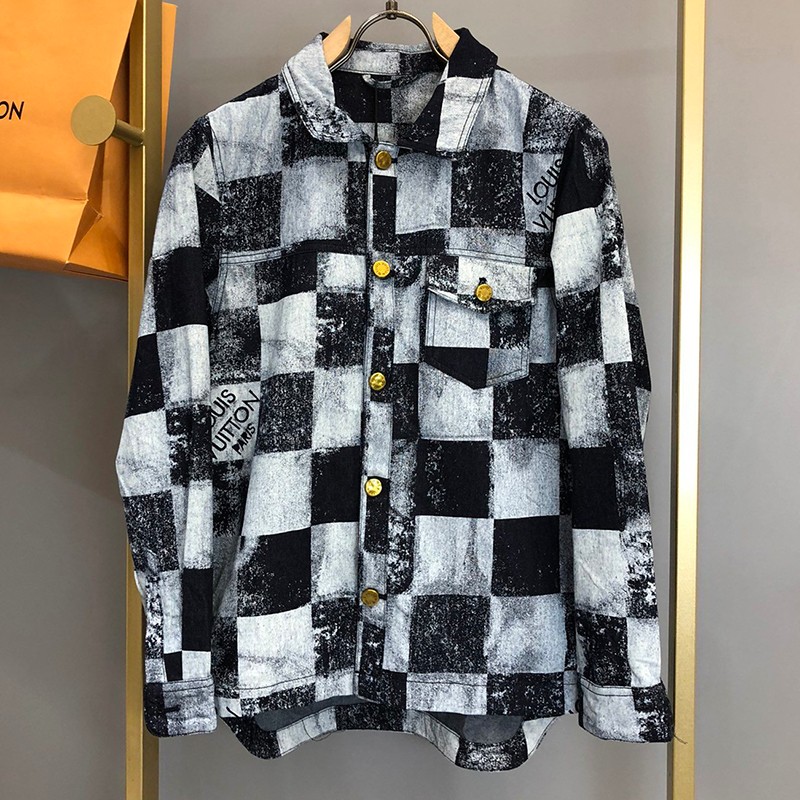 New Spring Louis Vuitton Jacket Replica Damier Denim Trucker Jacket vua12833 New Spring Louis Vuitton Jacket Replica Damier Denim Trucker Jacket vua12833