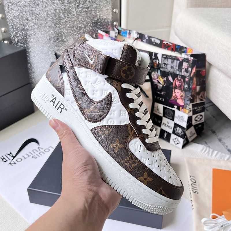 Extremely rare! Louis Vuitton Nike replica Monogram Air Force 1 high top sneakers nac25757