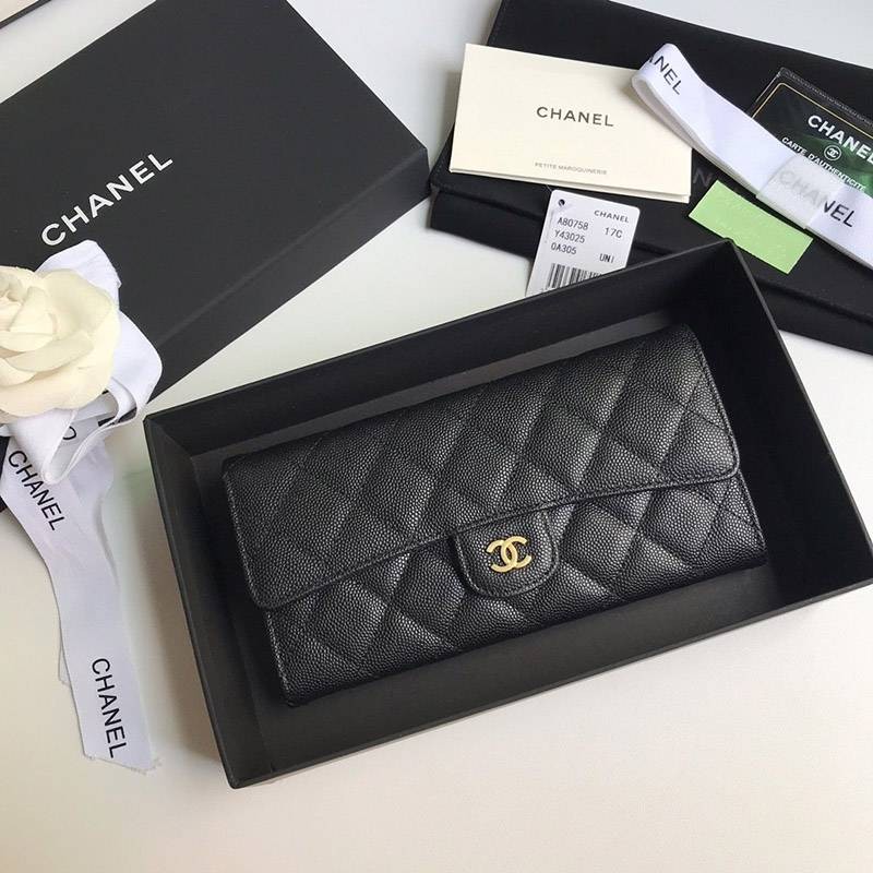 ★Japan!! Popular! Chanel Replica Bi-fold Wallet with Caviar shh69188