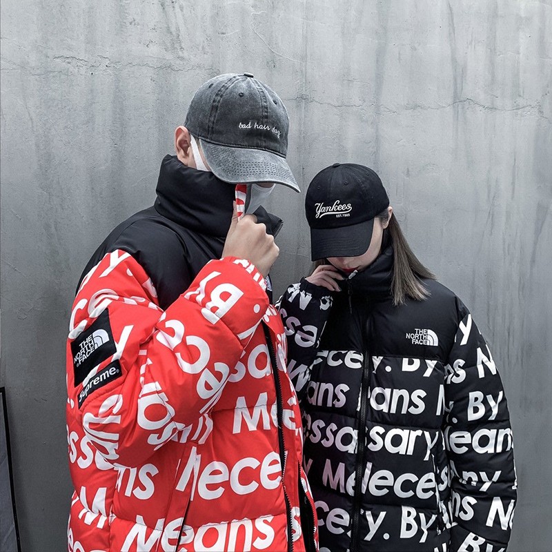 Popular all over the world? Nuptse fake Supreme North Face down leather down jacket 2 colors Sho87130