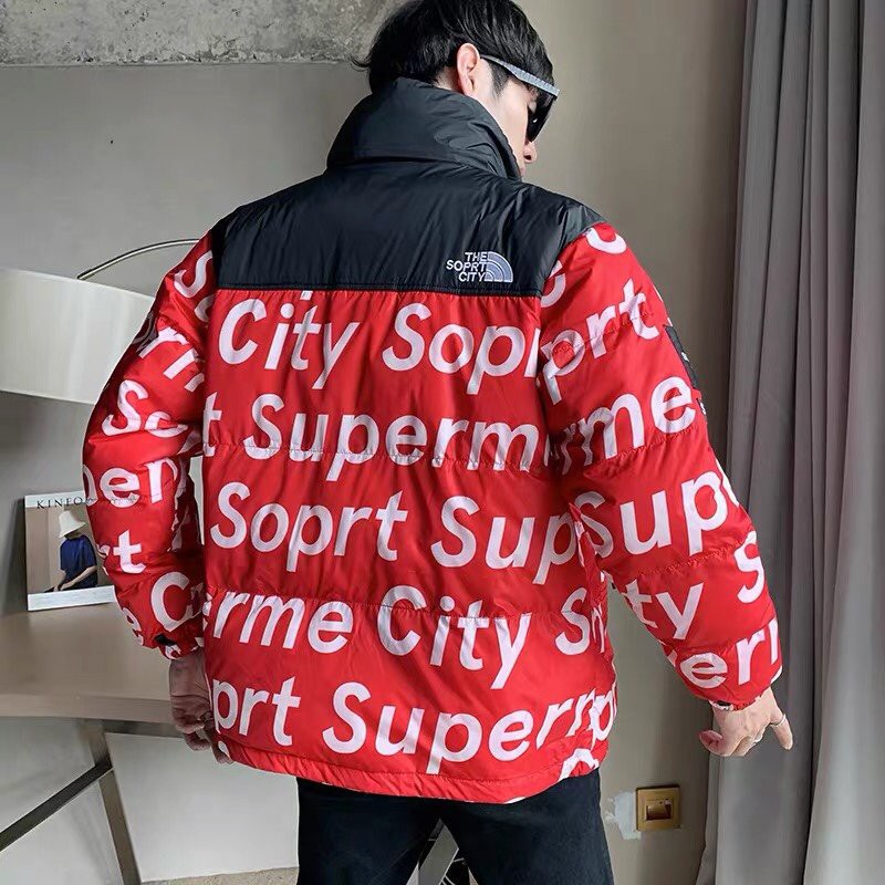 Popular all over the world? Nuptse fake Supreme North Face down leather down jacket 2 colors Sho87130