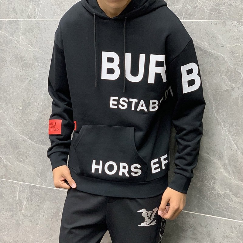 ☆Super popular☆ Burberry oversized logo print hoodie replica Bab67038