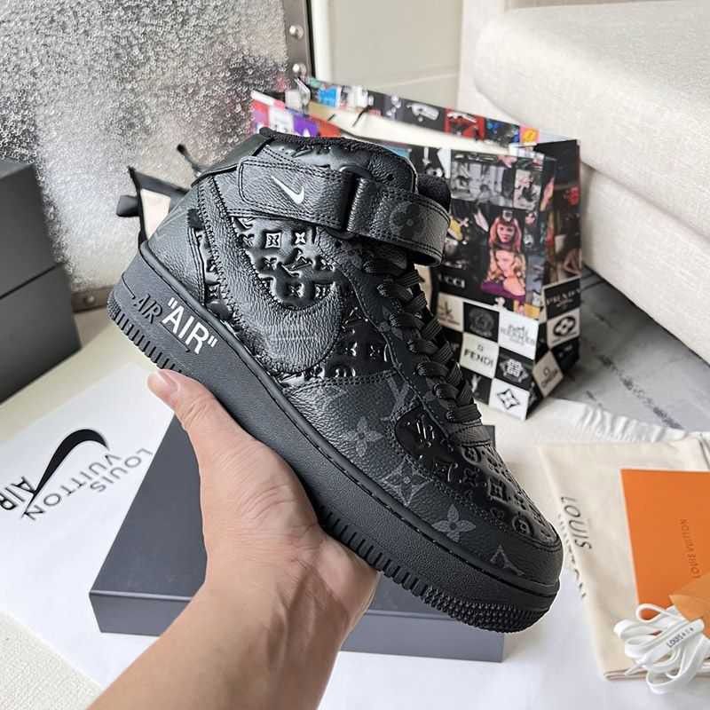 Very popular!! New color Louis Vuitton Nike Super Copy Monogram Air Force 1 High Top Sneakers nax30794