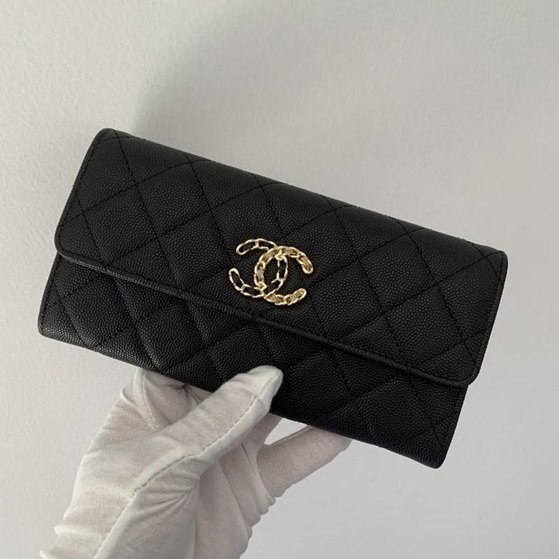 High quality?? Chanel long wallet caviar skin fake AP1895 shv79696