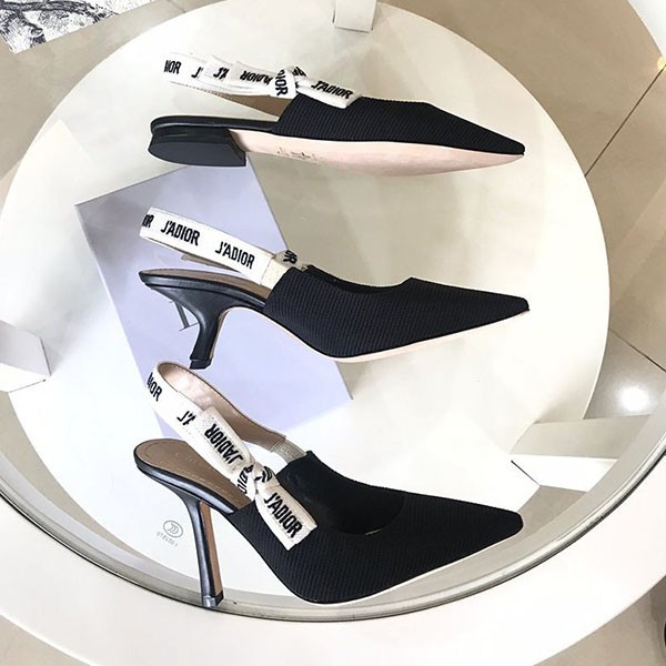 Not available in Japan J'adior slingback pumps replica ★ Black technical fabric KDC201TFL_S900