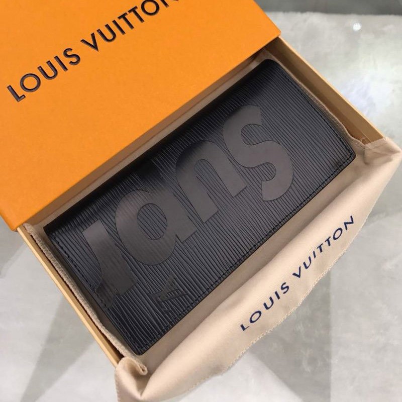 Sale New Arrivals Supreme Louis Vuitton Wallet Replica x Supreme PF. BRAZZA SP EPI Wallet Long Wallet Black vut86864 Pouch Long Wallet Epi