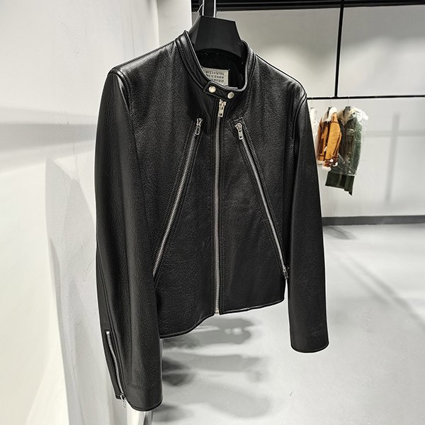 MM6 Maison Margiela Replica Hanoji Leather Jacket with Zipper Mar41806 MM6 Maison Margiela Replica Hanoji Leather Jacket with Zipper Mar41806