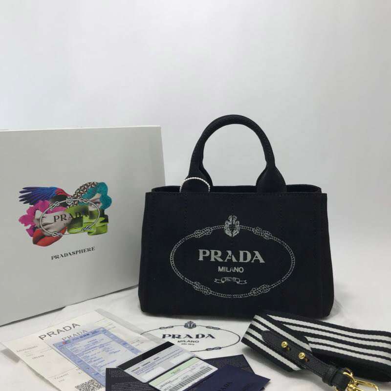 Popular [Prada] Canapa x Leather Tote Bag Replica / Shopping Bag 1BG439 pus76012