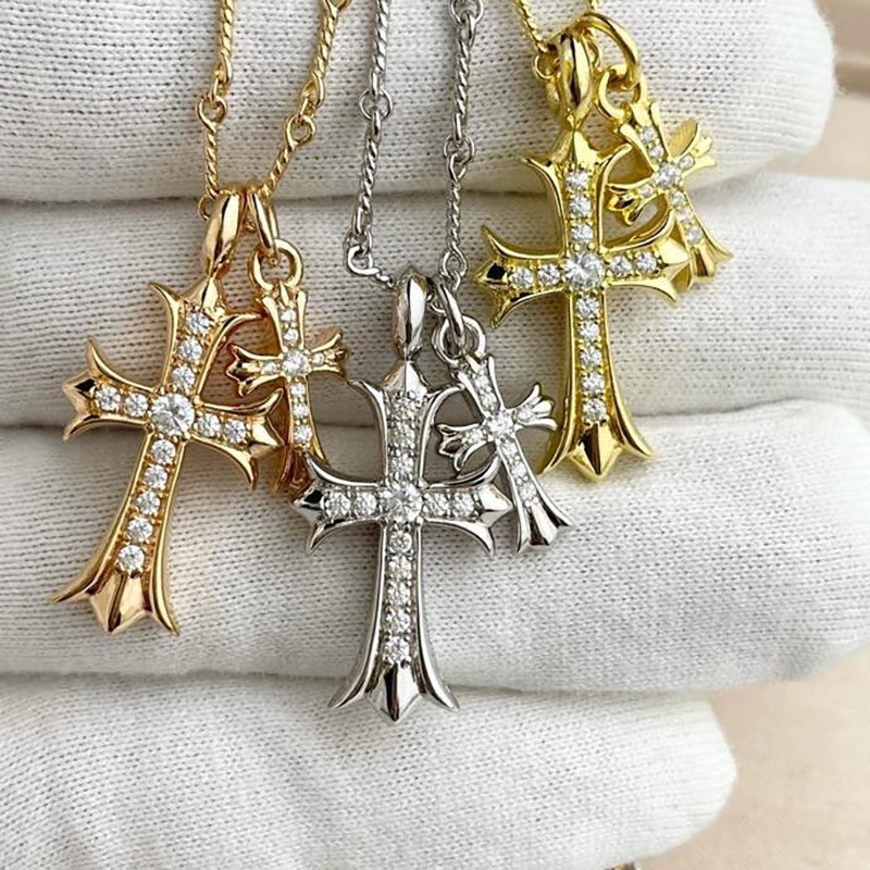 ★Tax/Shipping included★Chrome Hearts Necklace Fake CH Cross Baby Fat Charm 3 colors Kuo98738
