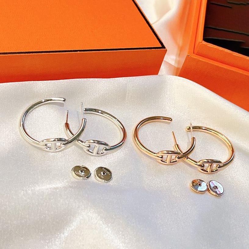 [Immediate delivery] Not available in Japan [Hermes replica] Chaine d'Ancre en Chaine earrings GM 2 colors erx28325