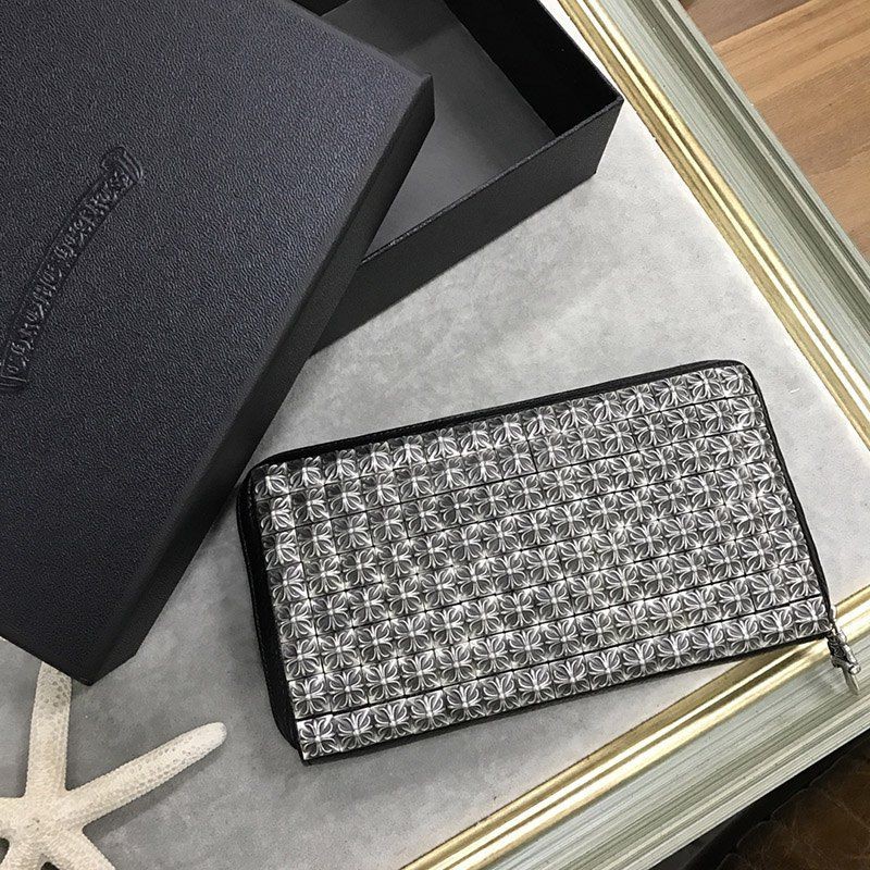 Chrome Hearts style wallet fake zero pyramid studs/round zipper wallet/heavy leather Kub01611
