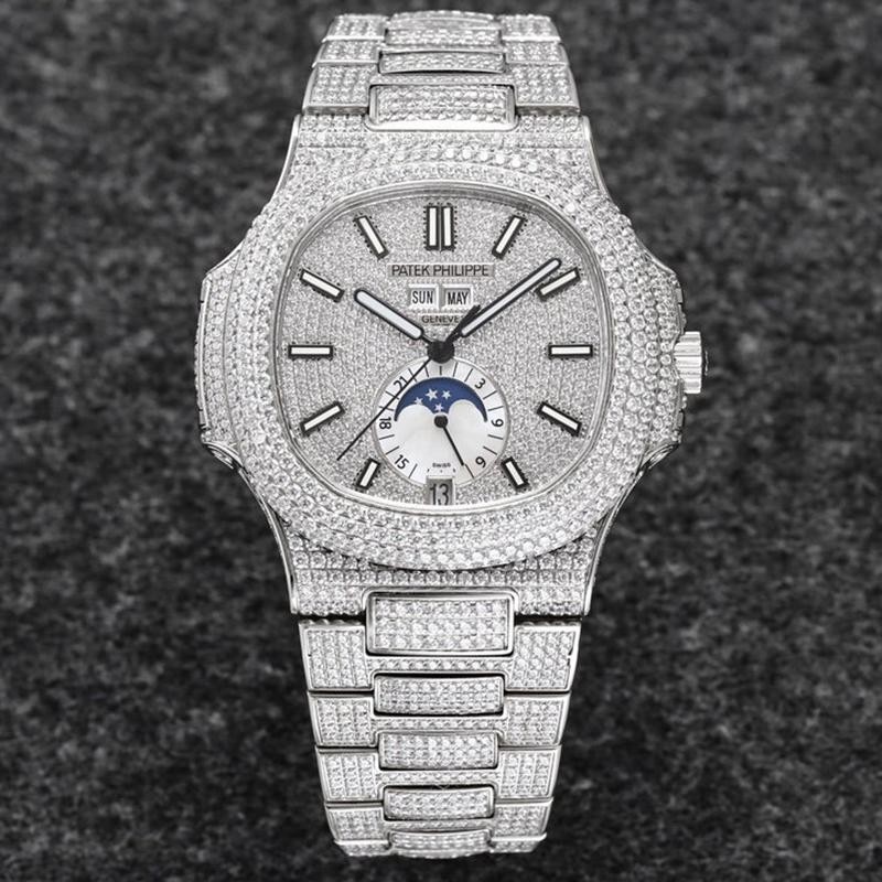Competitive Patek Philippe Nautilus Annual Calendar Replica Full Diamond Approx. 40.5mm PAL64778