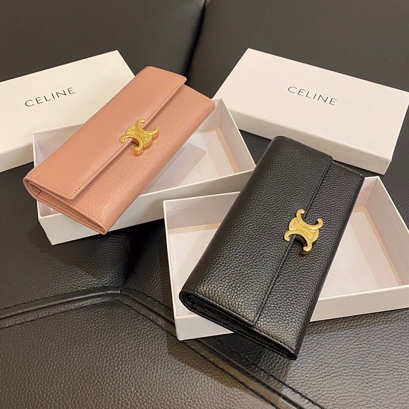Sold out Celine Replica Large Triomphe Flap Wallet Lambskin Long Wallet Ceq81746