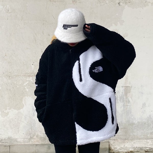 Supreme x North Face Replica Collaboration Logo Fleece Black Lime S Logo NT62004I