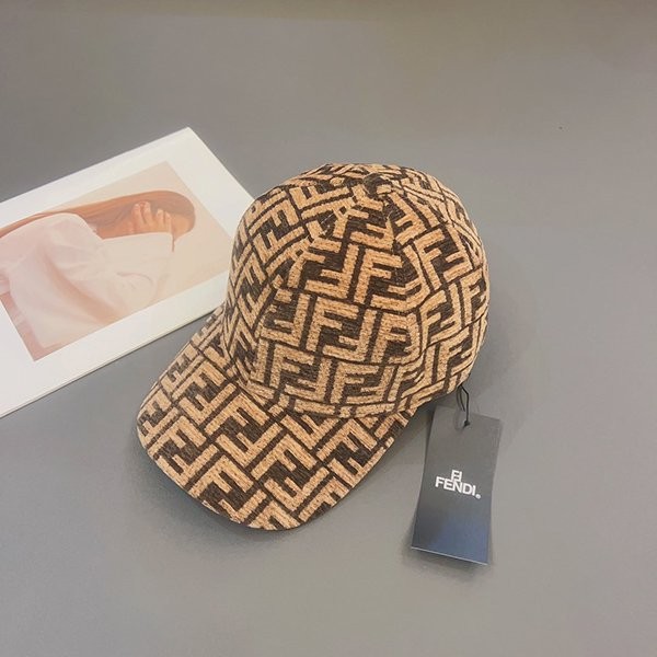 Fendi FF motif canvas replica logo baseball cap