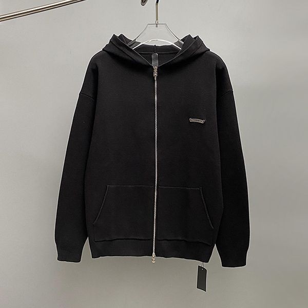 Chrome Hearts Replica Knit Zip Hoodie with Embroidered Logo Kuj20408