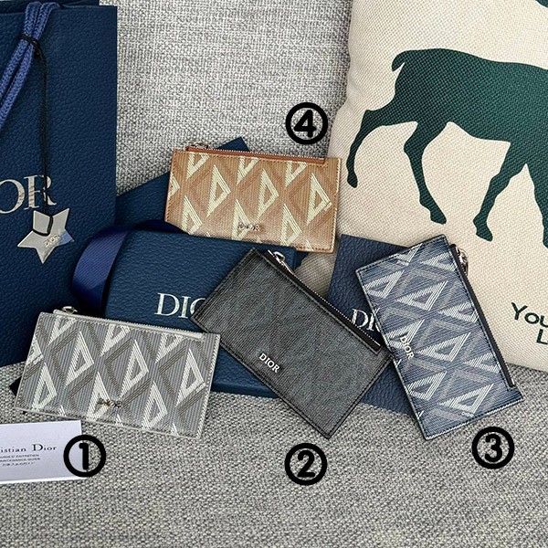 [Domestic shipping ★ Dior fake] Zip card holder CD Diamond canvas 4 colors del06212