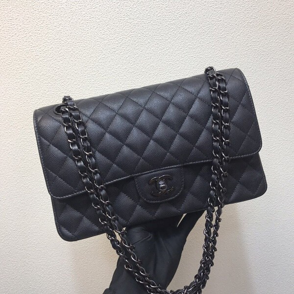 No customs duties Chanel caviar skin shoulder bag black shn61668