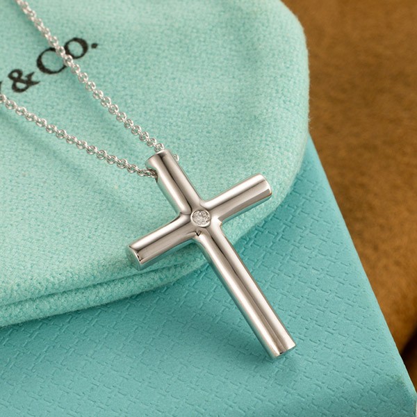 Attention ★ Tiffany Parody Necklace Cross 1 Point Diamond Tix89157