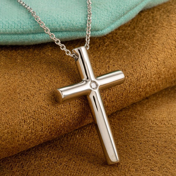 Attention ★ Tiffany Parody Necklace Cross 1 Point Diamond Tix89157