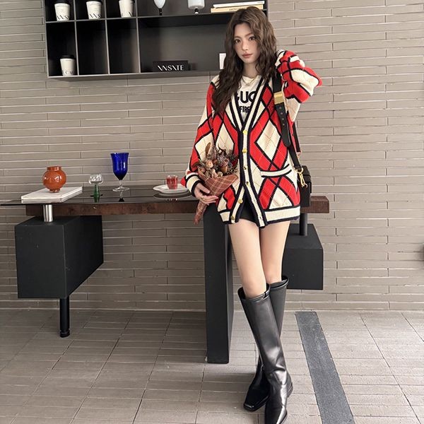 High quality???Gucci wool jacquard fake knit cardigan gul78292