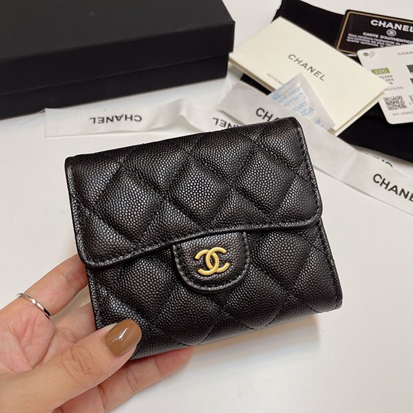 [Very popular caviar skin?] Chanel tri-fold wallet replica shd83254
