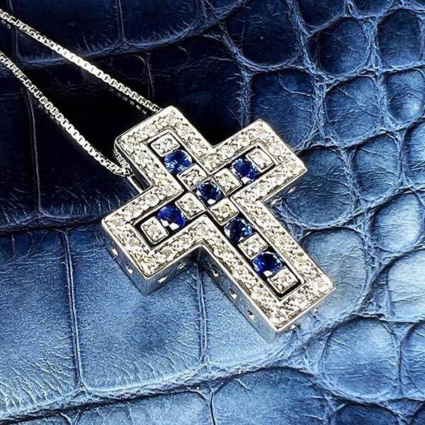 Free shipping Damiani Belle Epoque necklace replica cross necklace blue sapphire dav44587
