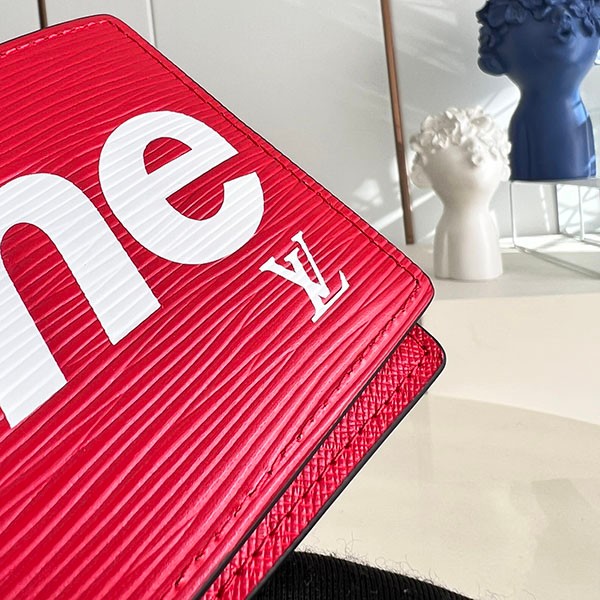 Sold out! Supreme Replica Louis Vuitton x Supreme PF Slender Wallet Bi-fold Wallet Red vuc28374