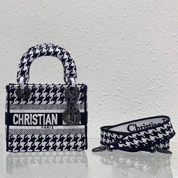 Popular all over the world? Lady Dior replica LADY D-LITE mini bag houndstooth M0500BZAFM911