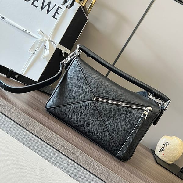 Secured Loewe Satin Calf Puzzle Edge Shoulder Bag Replica Small loy33600