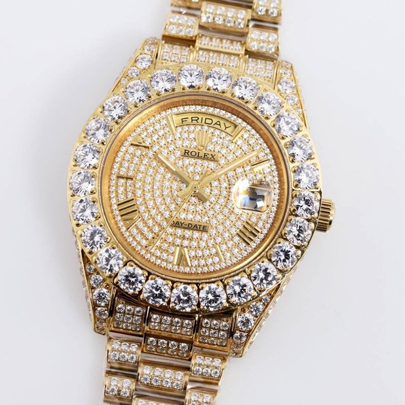 Classic Rolex Replica Watch Day-Date 39MM Men's Champagne Full Diamonds rok65826 Classic Rolex Replica Watch Day-Date 39MM Men's Champagne Full Diamonds rok65826