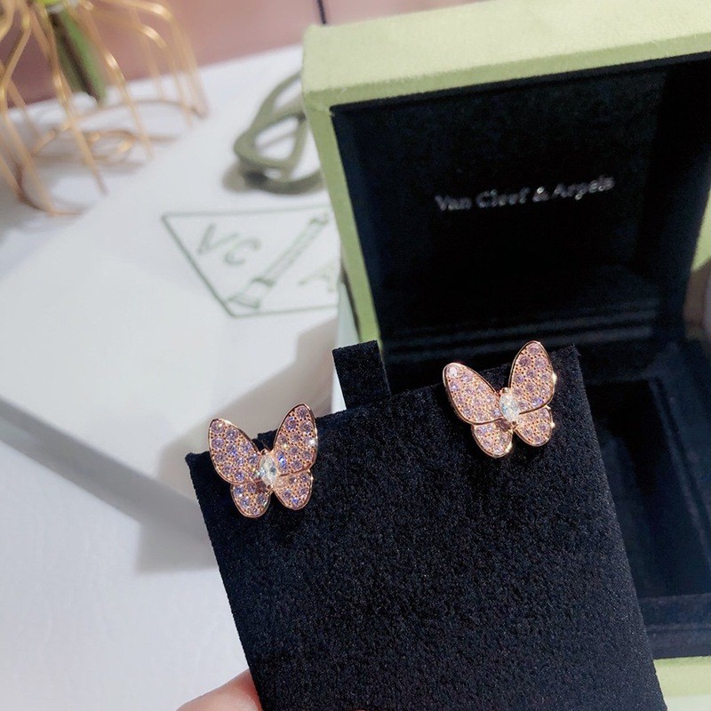 21AW New Arrival [Van Cleef & Arpels] De Papillon Earrings Fake Butterfly Rose Gold vac61270