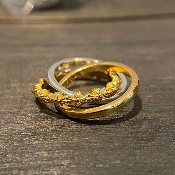 Popularity rising + Chrome Hearts + CH Plus 3-Row Ring Fake Gold x Silver Kuv16387 Popularity rising + Chrome Hearts + CH Plus 3-Row Ring Fake Gold x Silver Kuv16387